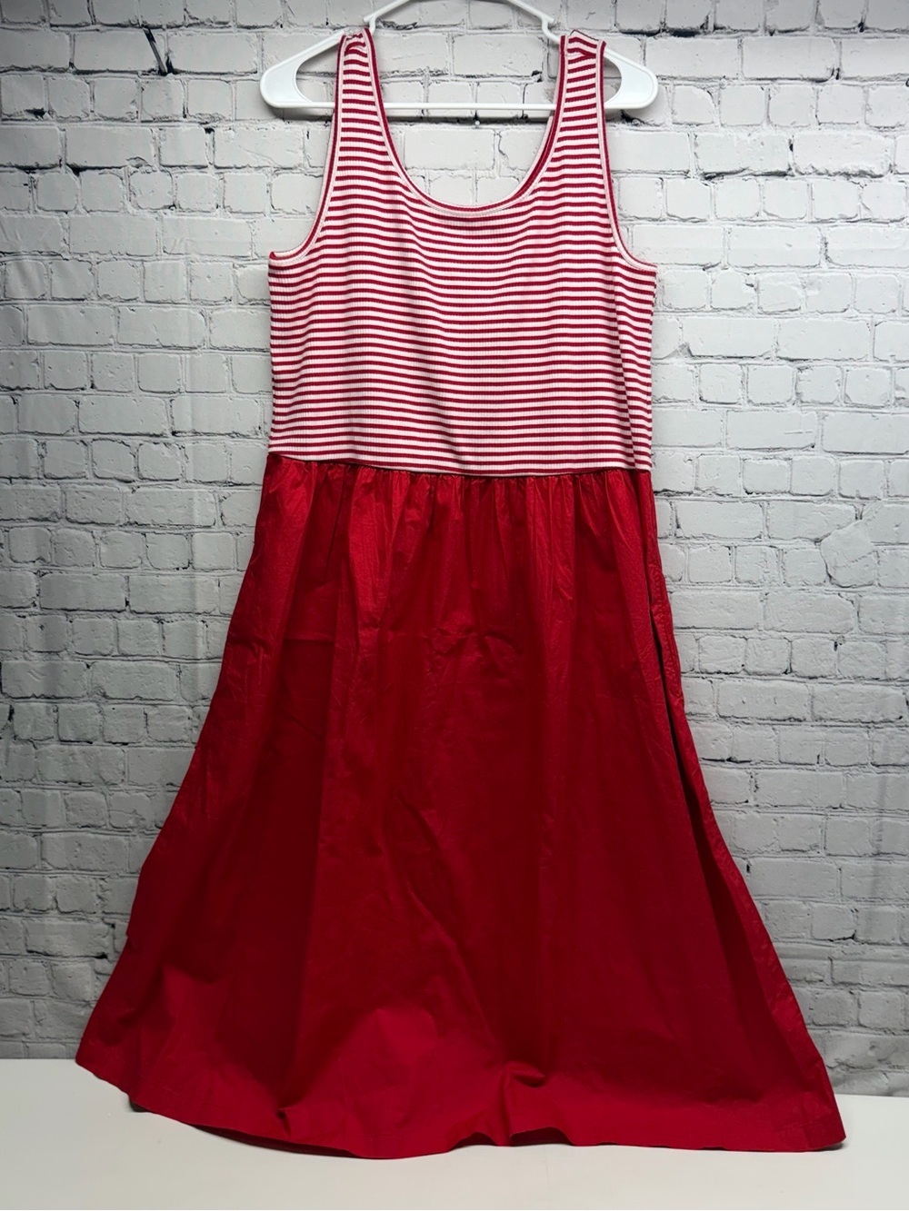 Talbots Red and White Striped midi dress size xl nwt - Picture 2 of 10